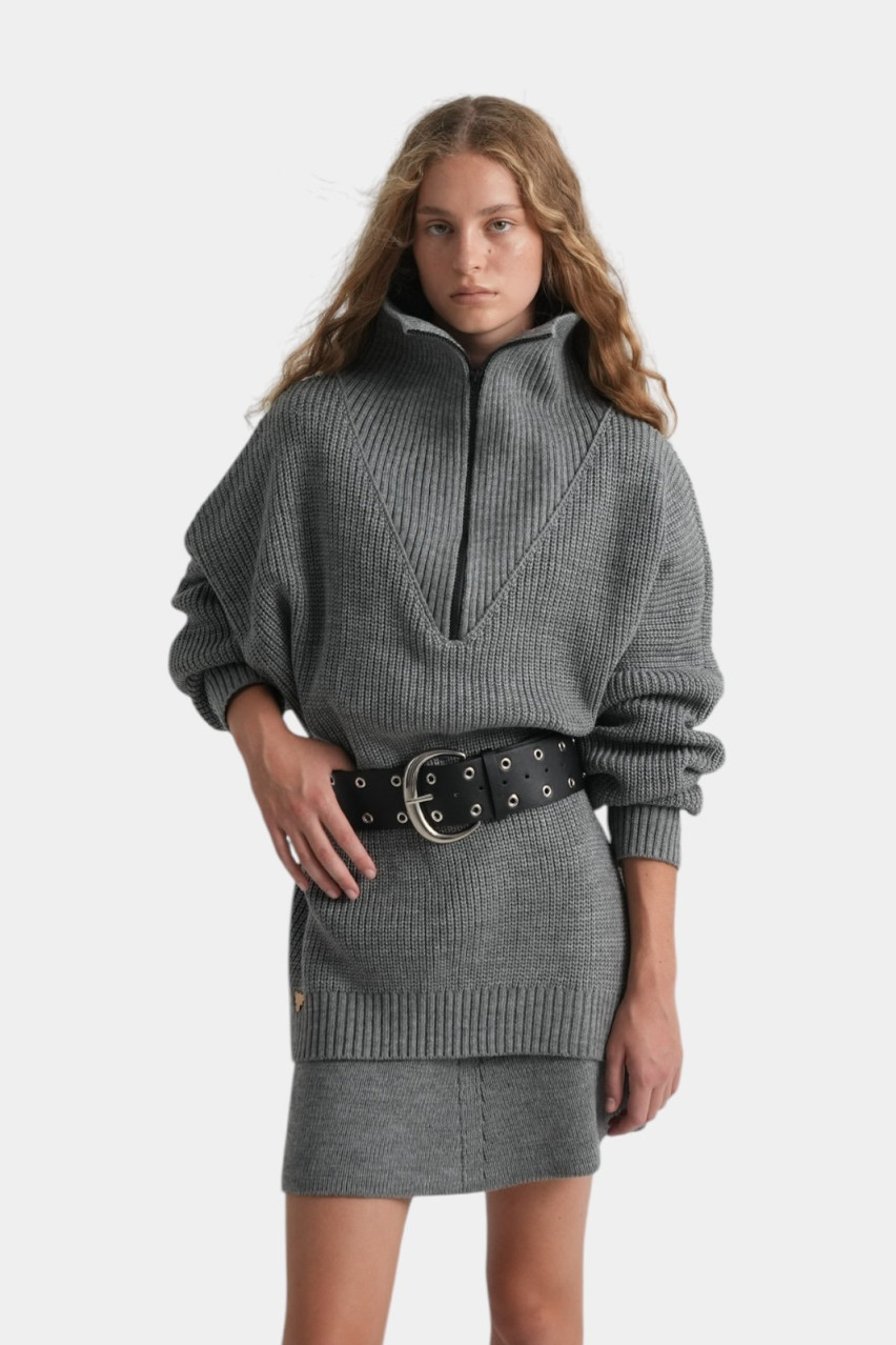 Серая шерстяная мини-юбка UMR24-02 light grey(002) T.MOSCA