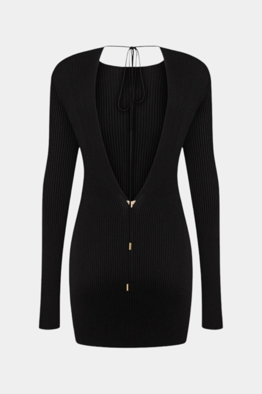 Черное платье с открытой спиной PDJ24-11 black(099) T.Mosca