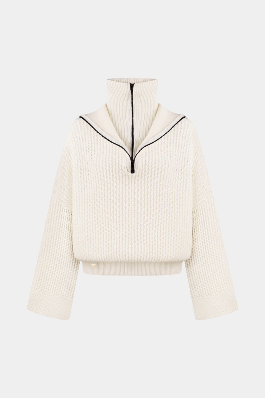 Молочний светр з подвійним коміром SMR24-09 milk(008) T.MOSCA