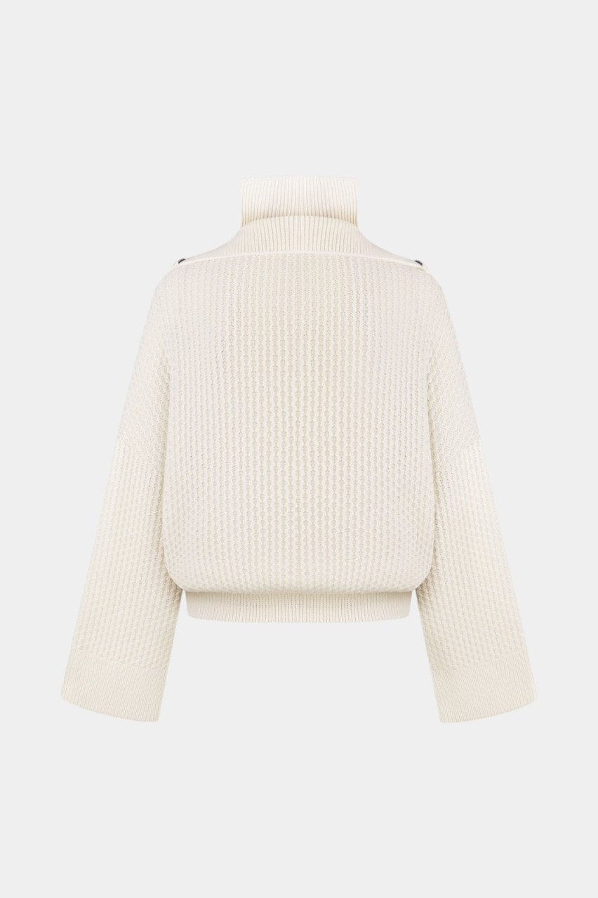 Молочний светр з подвійним коміром SMR24-09 milk(008) T.MOSCA