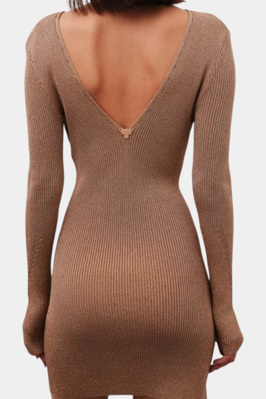 Бежевое платье с лентой PGL24-11 bej(9X2) T.MOSCA