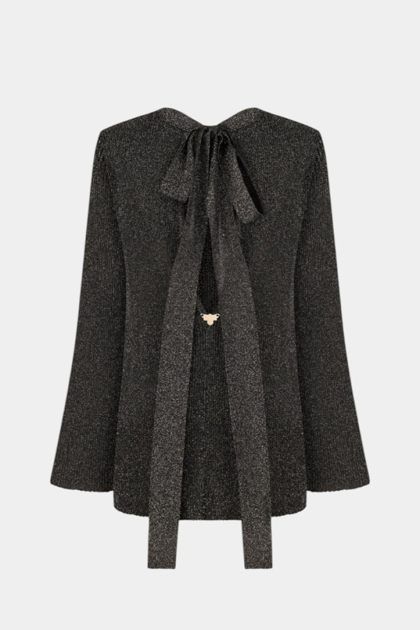 Черное платье с акцентными плечами PGL24-12 black(V3V) T.MOSCA