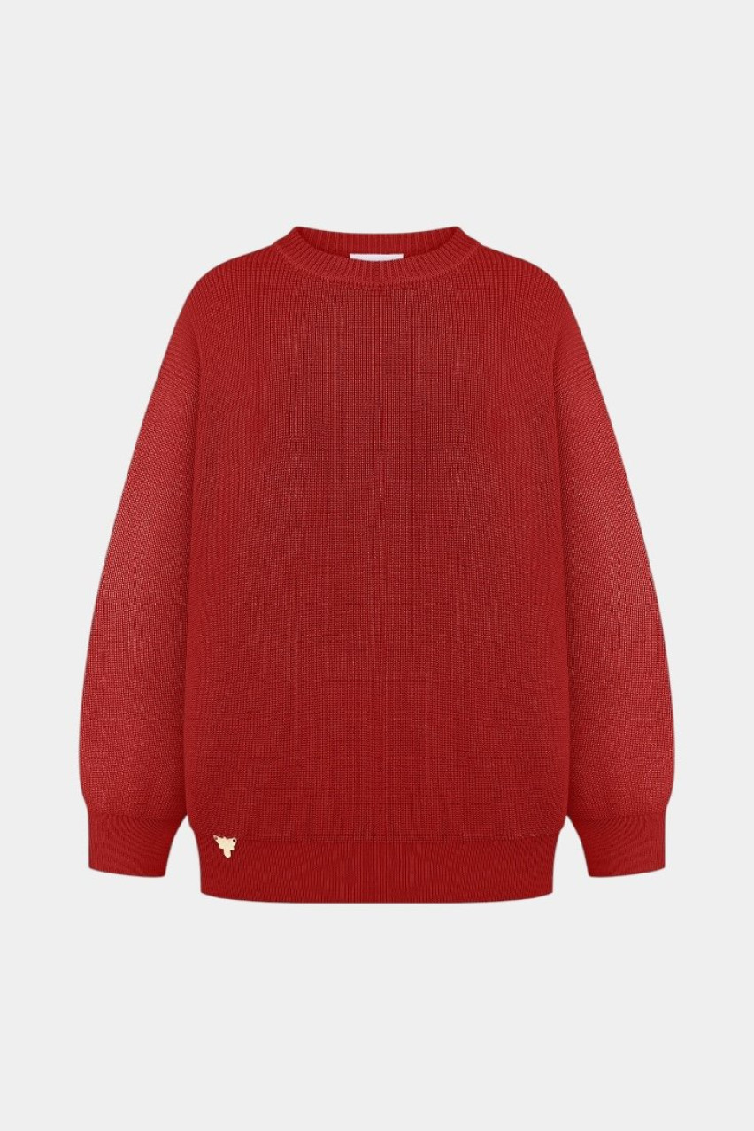 Червоний базовий светр із вовни SW24-02 wine(3W3) T.MOSCA