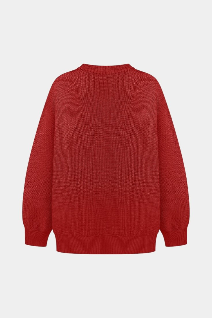 Червоний базовий светр із вовни SW24-02 wine(3W3) T.MOSCA