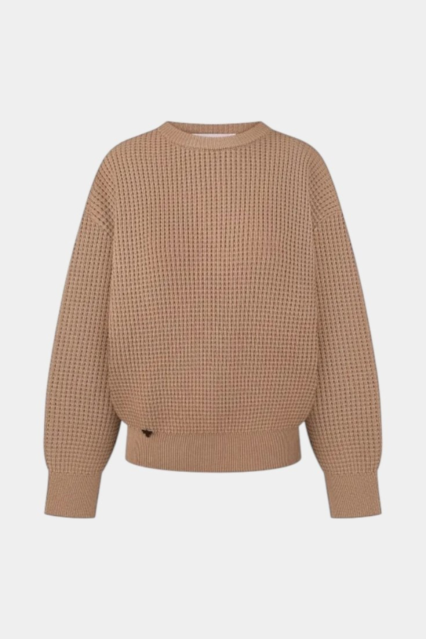 Бежевий светр з сітчастою текстурою SH25-03 beige(389) T.MOSCA