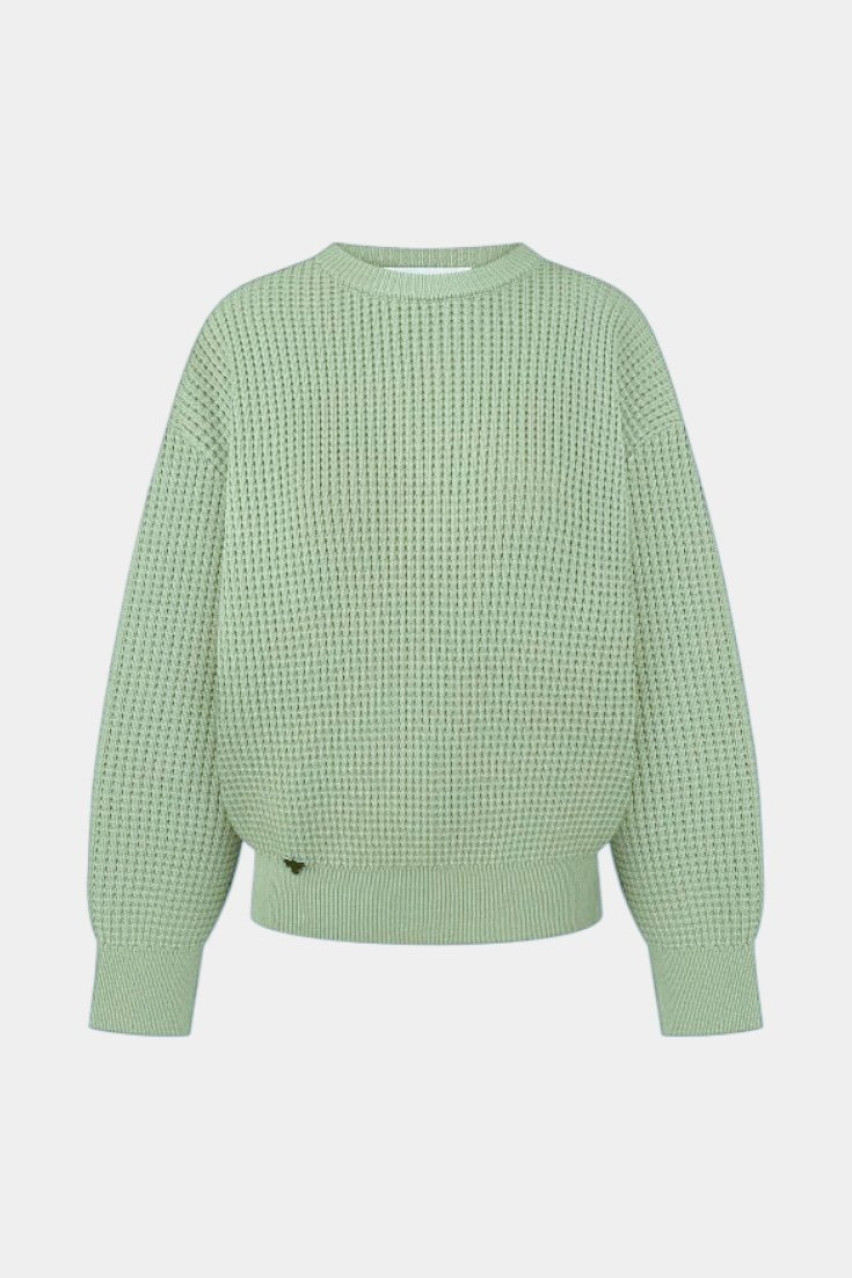 Мʼятний светр з сітчастою текстурою SH25-03 mint(221) T.MOSCA