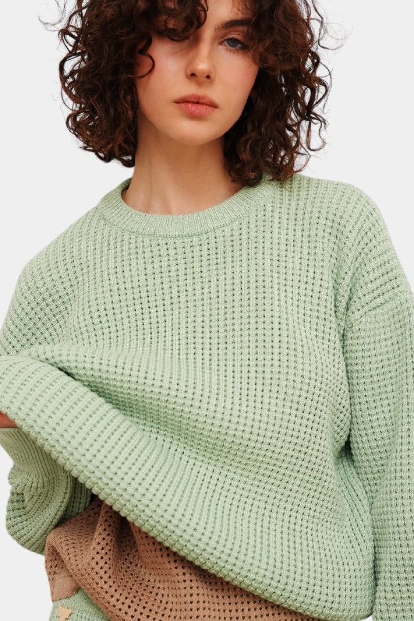 Мʼятний светр з сітчастою текстурою SH25-03 mint(221) T.MOSCA