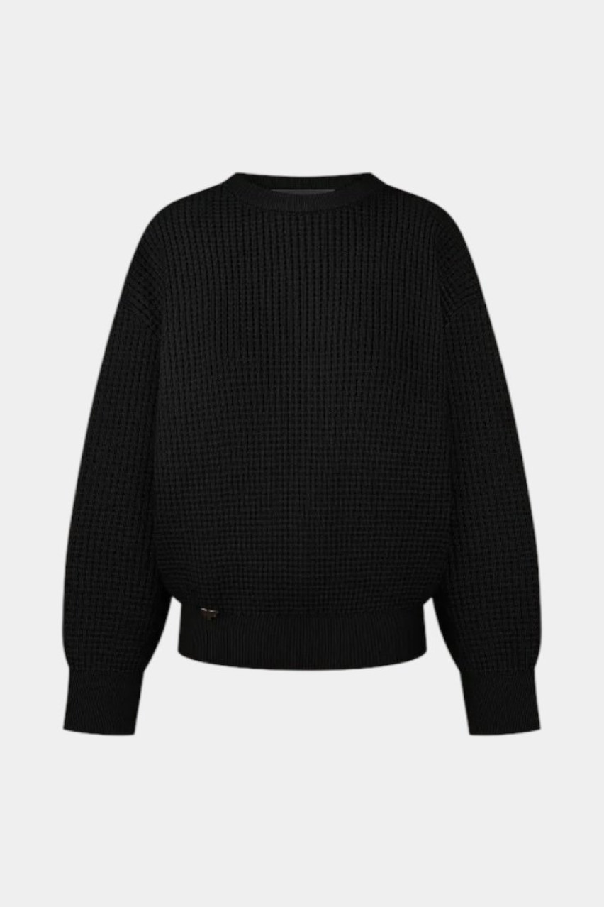 Черный свитер с сетчатой ​​текстурой SH25-03 black(415) T.MOSCA