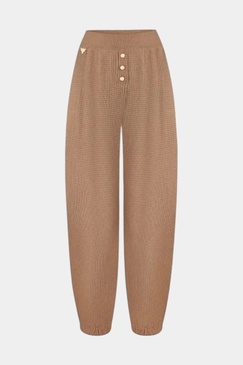 Бежевые брюки с сетчатой ​​текстурой BH25-02 beige(389) T.MOSCA