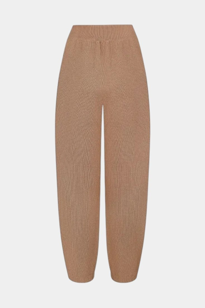 Бежевые брюки с сетчатой ​​текстурой BH25-02 beige(389) T.MOSCA