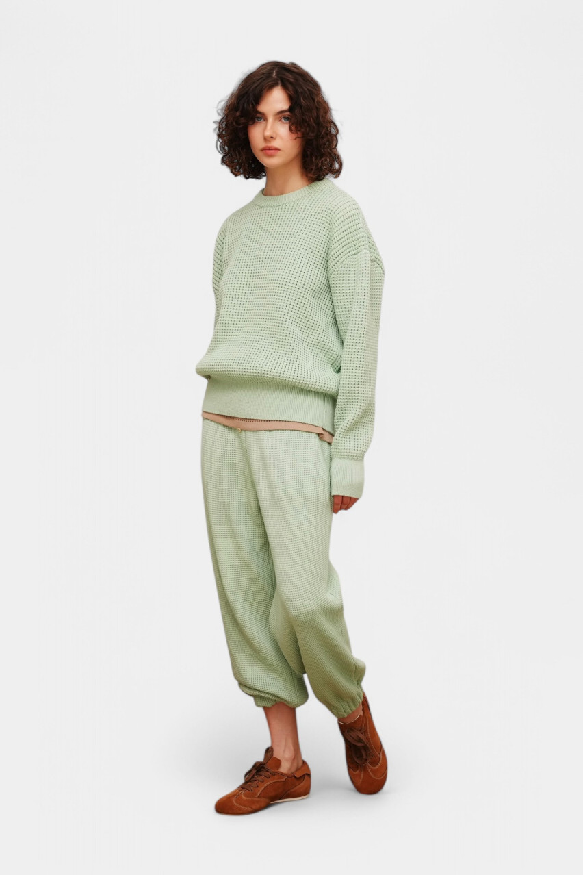 Мятные брюки с сетчатой ​​текстурой BH25-02 mint(221) T.MOSCA