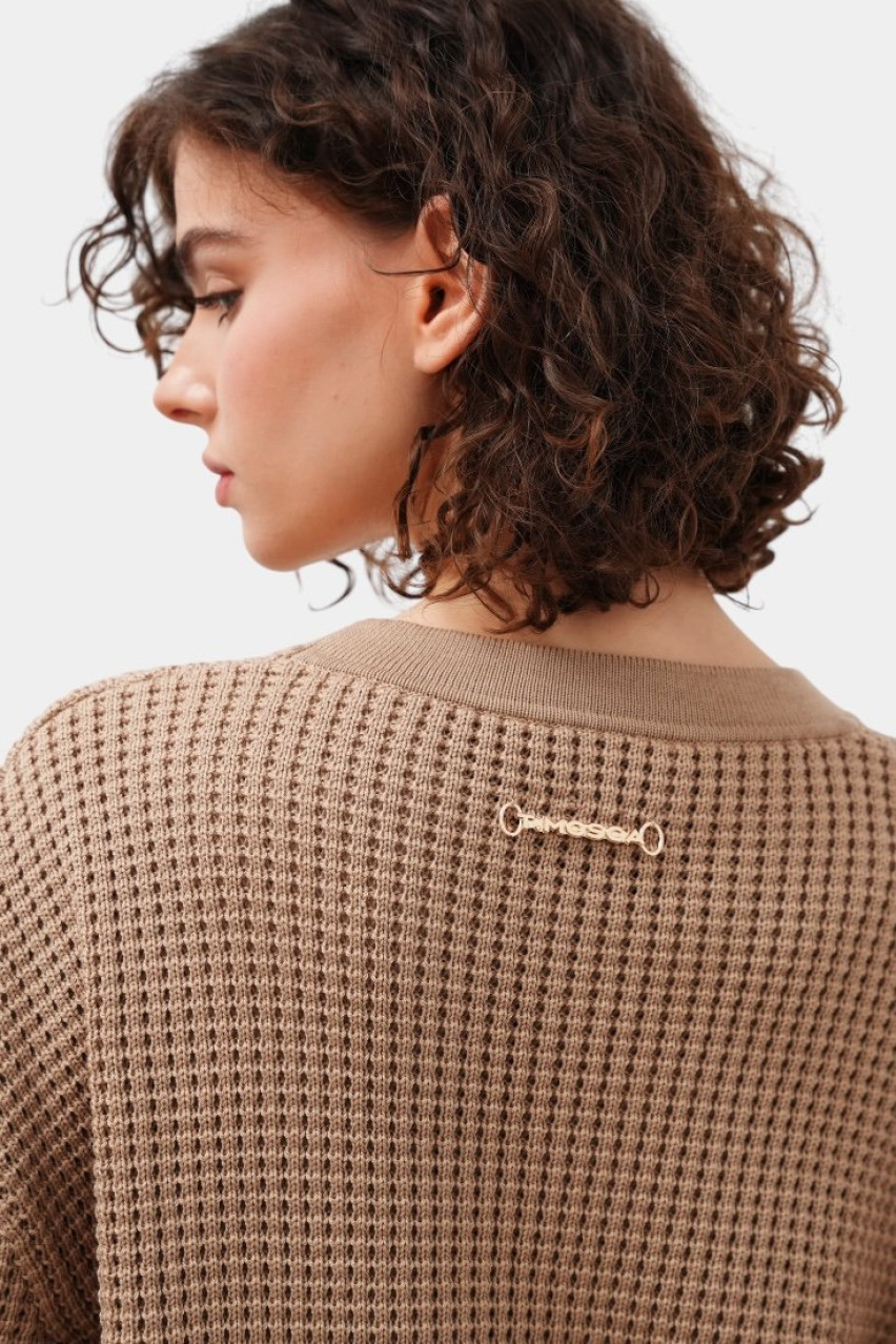 Бежевый кардиган с сетчатой ​​текстурой KH25-01 beige(389) T.MOSCA