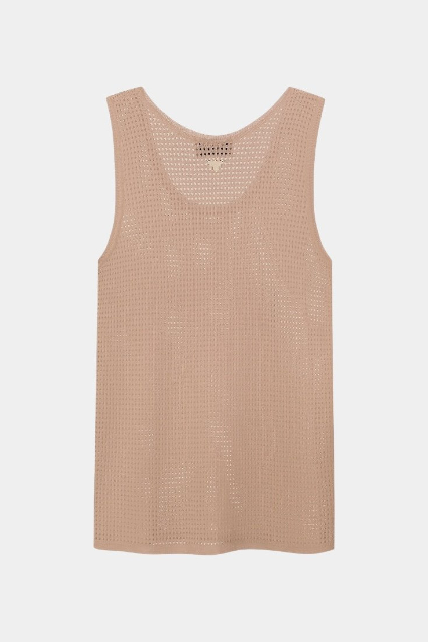 Бежевая майка с сетчатой ​​текстурой TH25-01 beige(389) T.MOSCA
