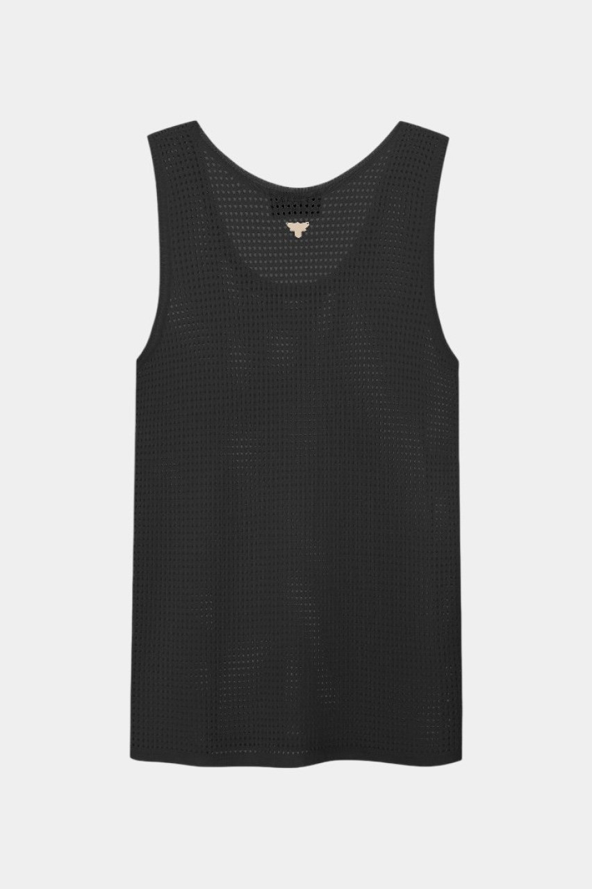 Черная майка с сетчатой ​​текстурой TH25-01 black(415) T.MOSCA