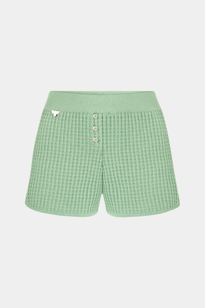 Мʼятні шорти з вафельною текстурою BH25-03 mint(221) T.MOSCA