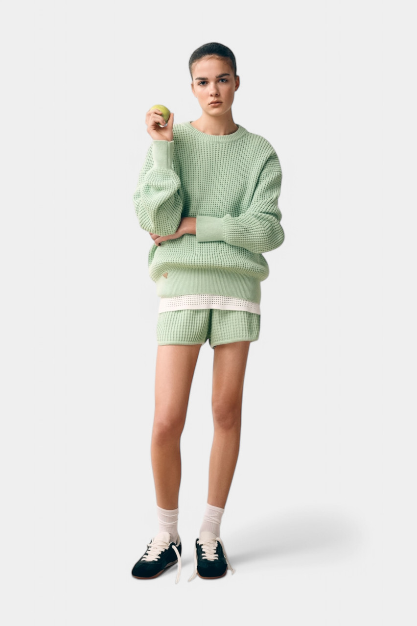 Мʼятні шорти з вафельною текстурою BH25-03 mint(221) T.MOSCA