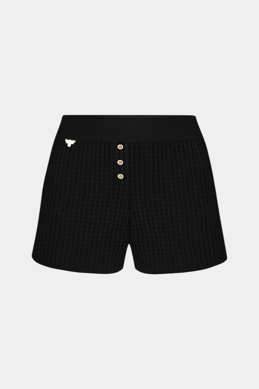 Чорні шорти з вафельною текстурою BH25-03 black(415) T.MOSCA