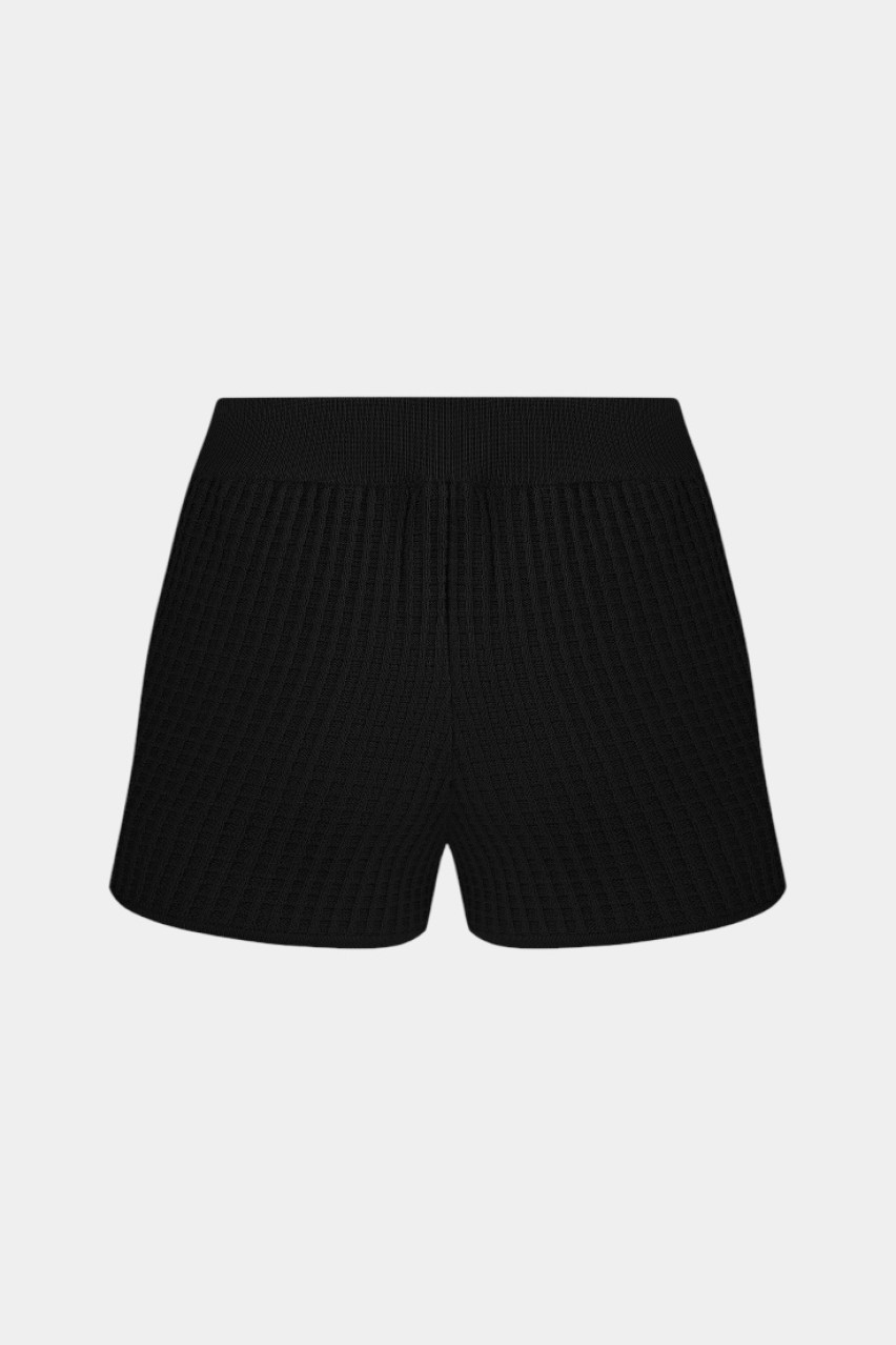 Чорні шорти з вафельною текстурою BH25-03 black(415) T.MOSCA