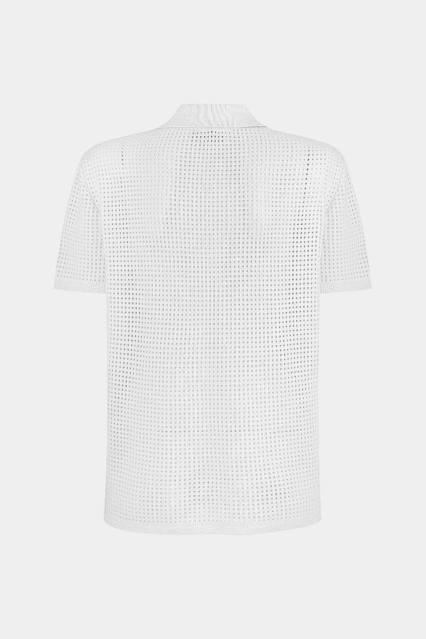 Белое поло с сетчатой ​​текстурой SH25-04 white(001) T.MOSCA