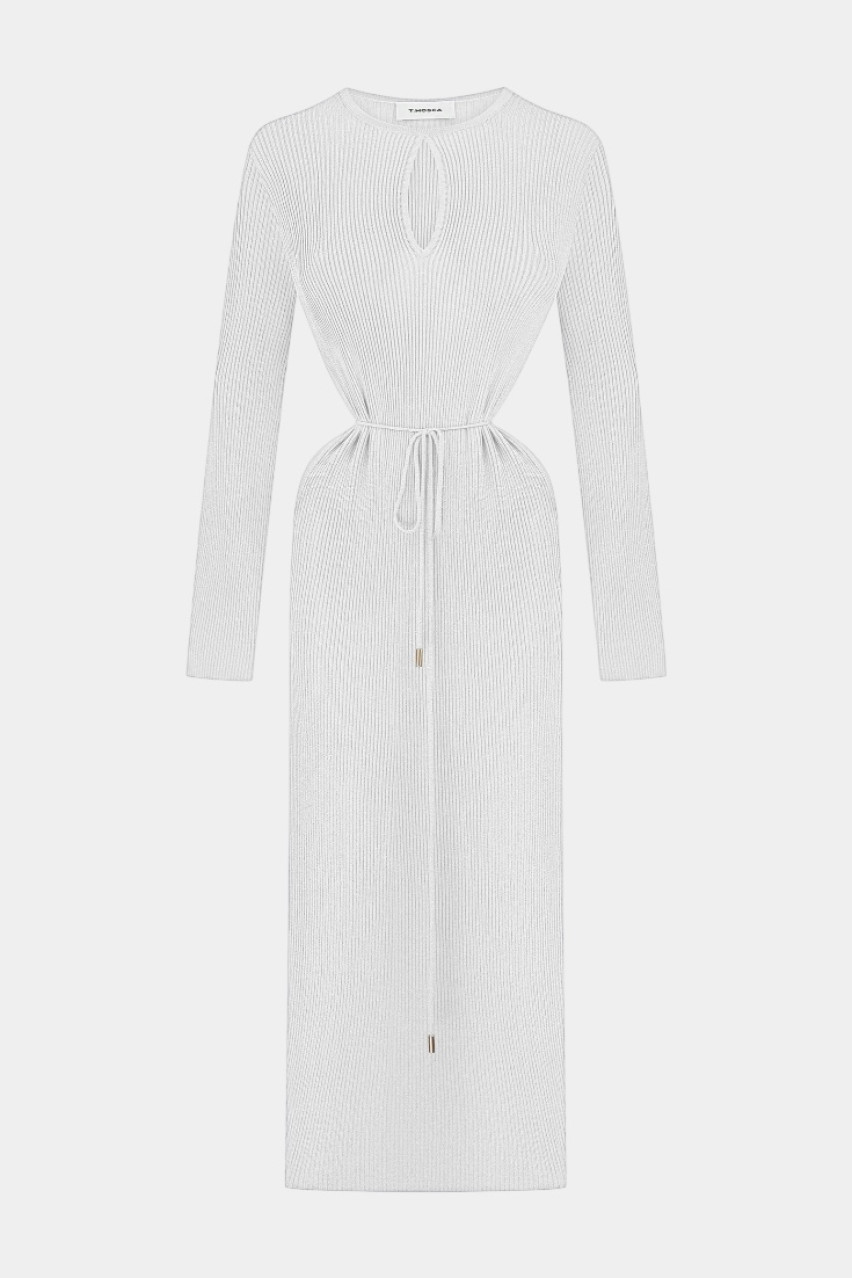 Белое длинное платье с акцентом на талии PPK25-01 white(001) T.MOSCA