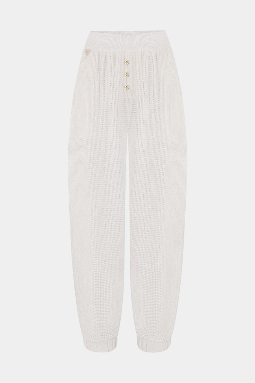 Білі брюки з сітчастою текстурою BH25-02 white(001) T.MOSCA