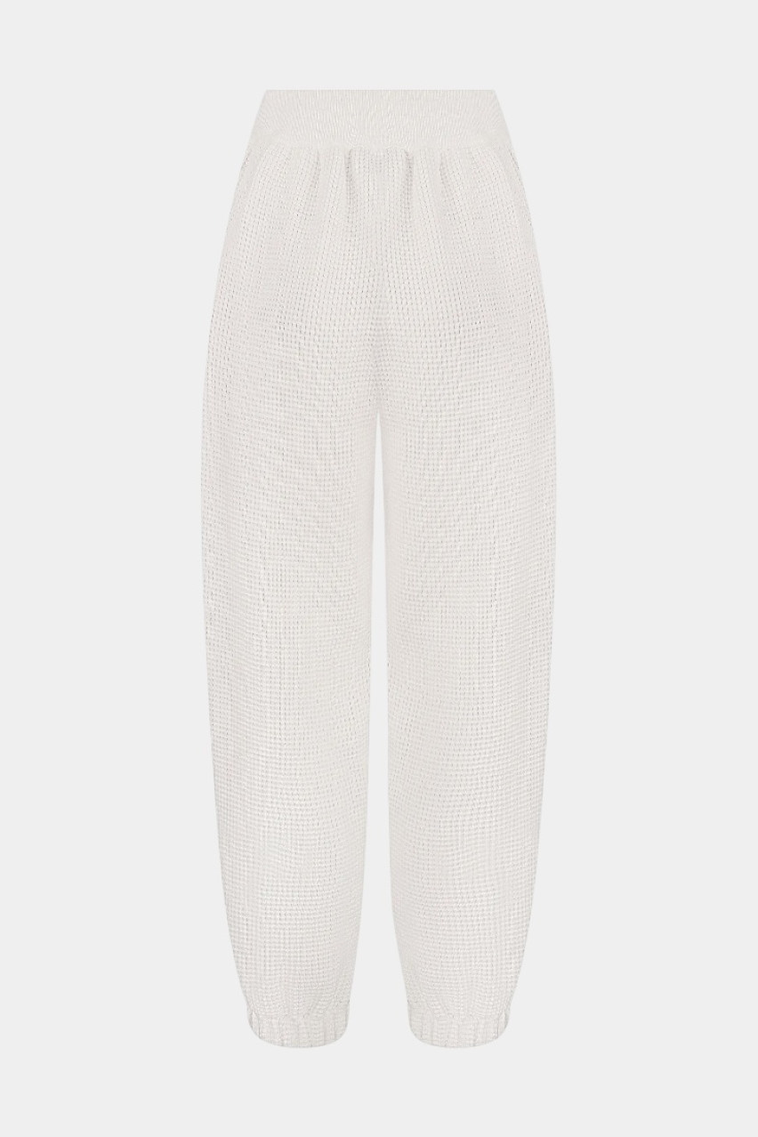 Білі брюки з сітчастою текстурою BH25-02 white(001) T.MOSCA