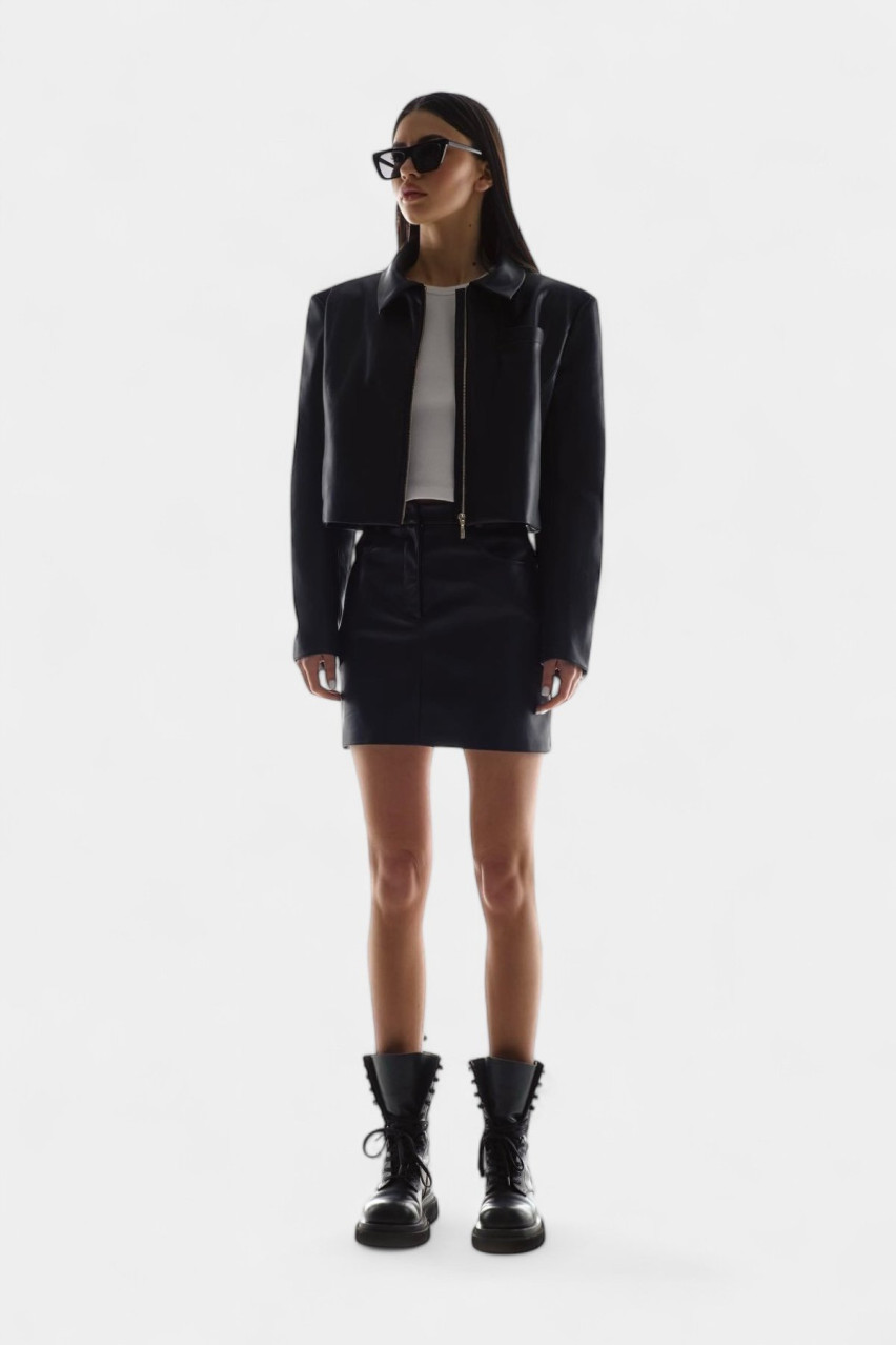 Чорний жакет з екошкіри TWEN2'S