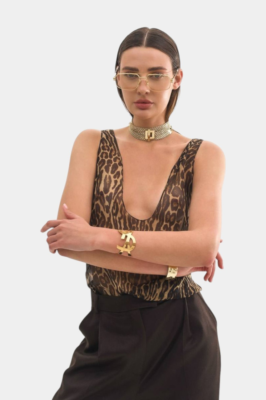 Леопардова шовкова майка TWEN2'S