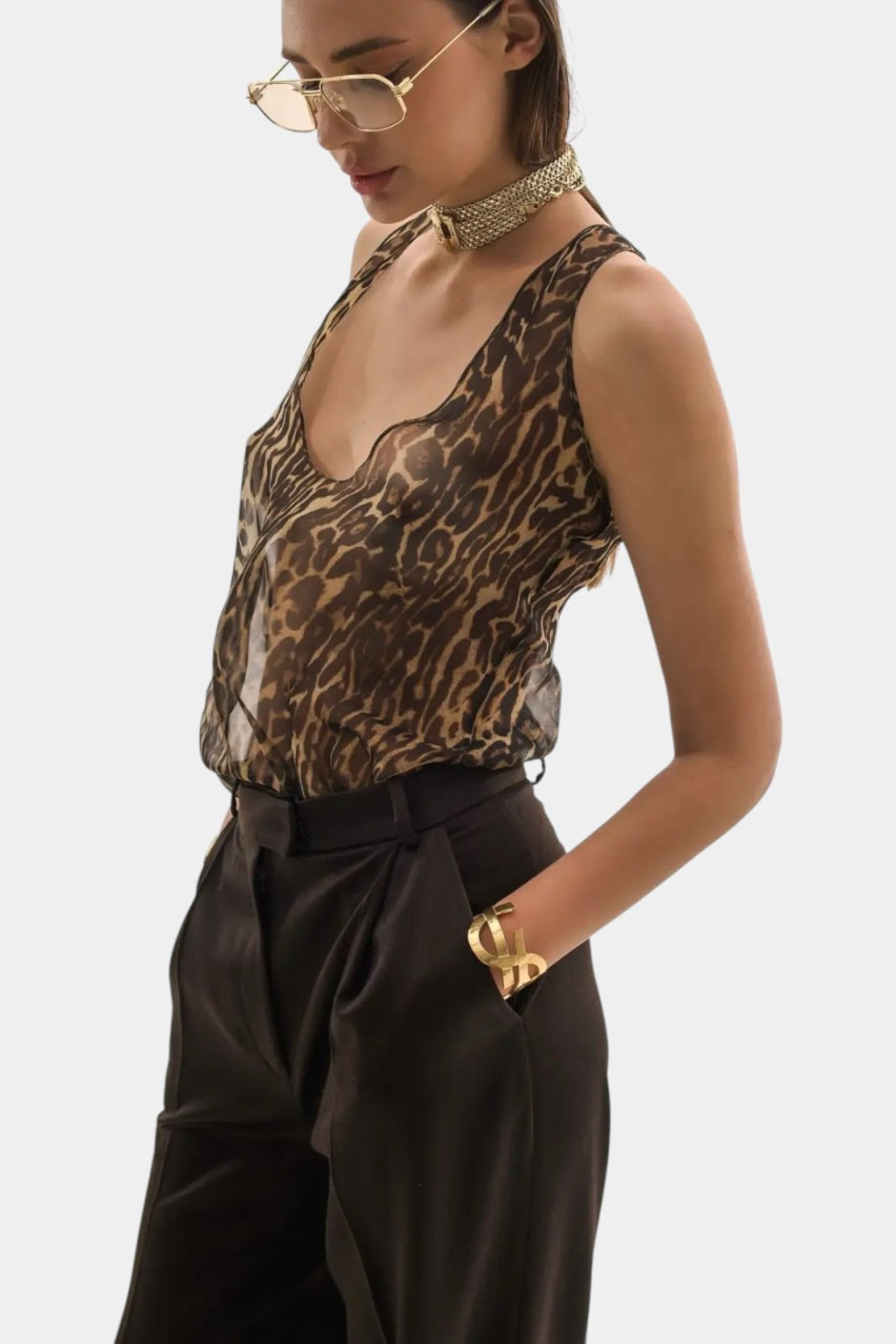 Леопардова шовкова майка TWEN2'S