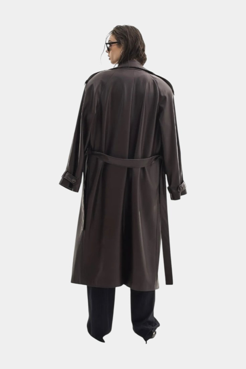 Темно-коричневый тренч из экокожи TWEN2'S