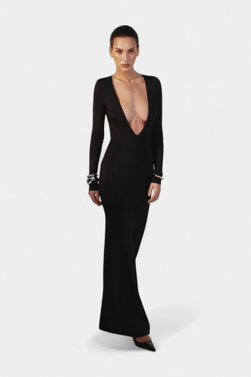 Чорна сукня з глибоким декольте DRS-LGDBL-BK TWEN2'S