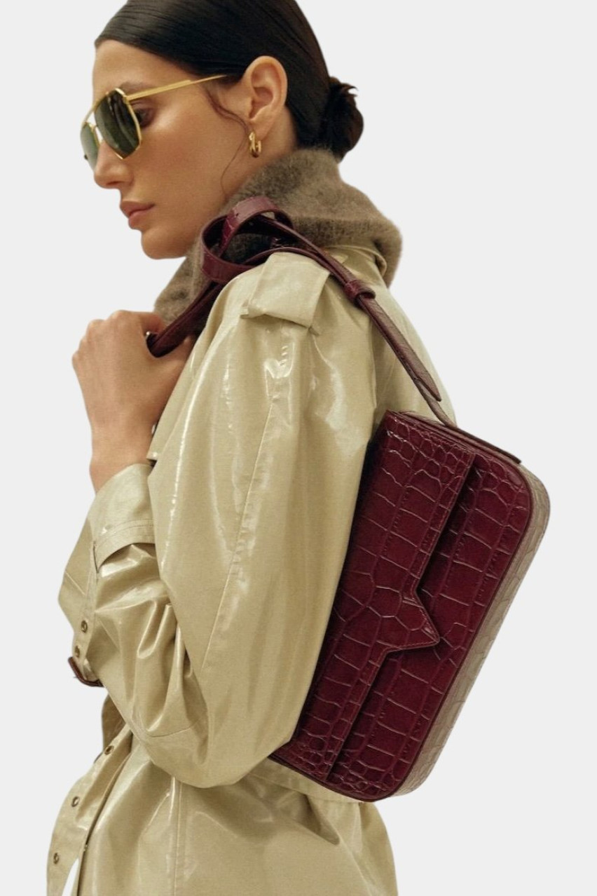 Бордова сумка Katrine v0102-04011 VIKELE STUDIO (срібна фурнітура)