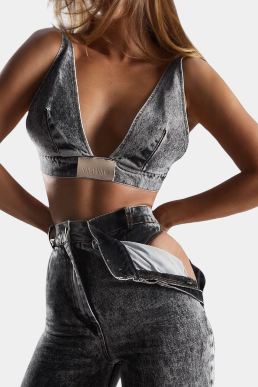 Черный джинсовый топ 036/1.2 VISHNI