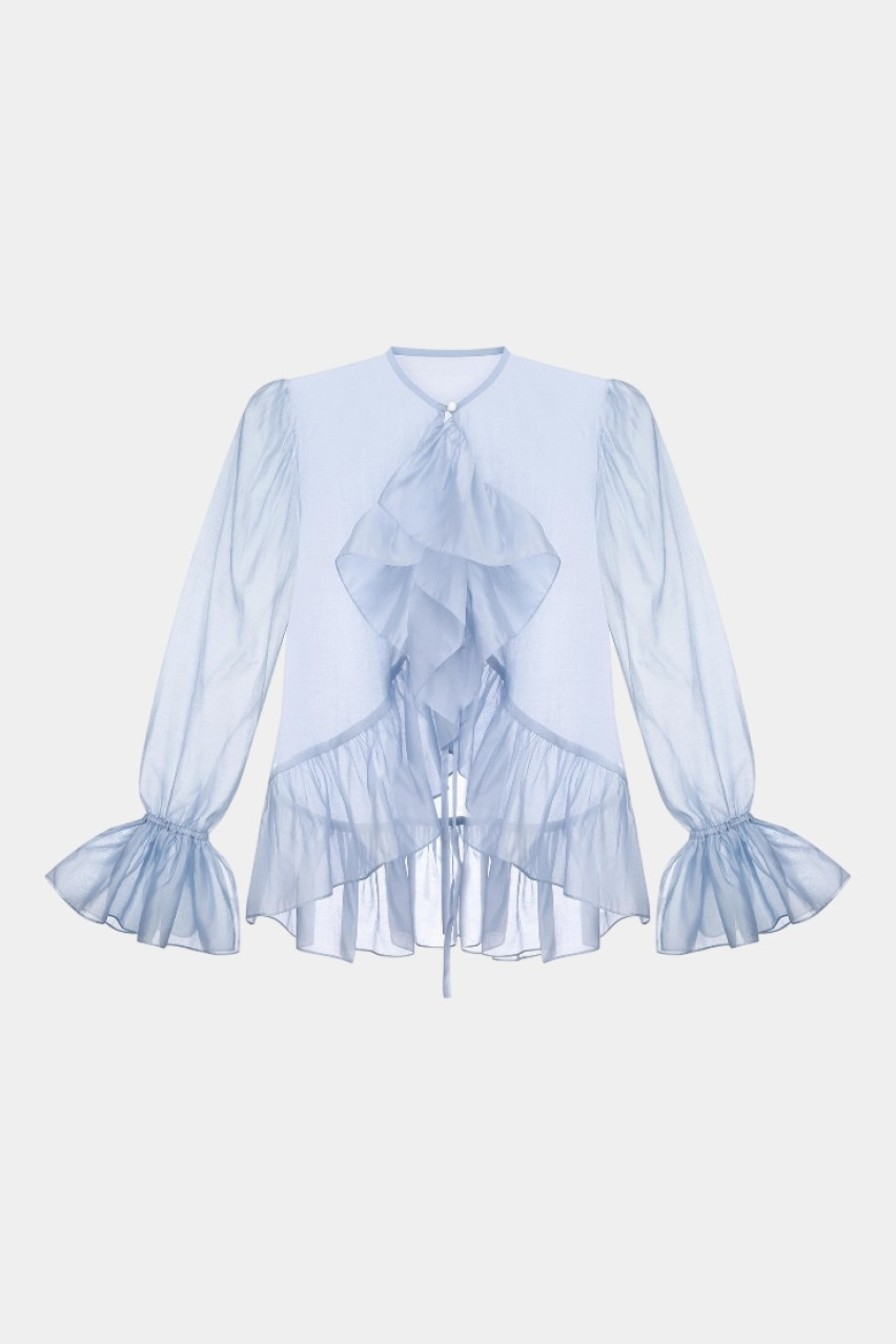 Блакитна напівпрозора блуза Boho VLADOVA