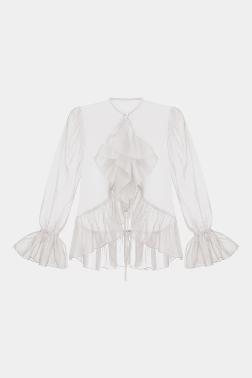 Молочная полупрозрачная блуза Boho VLADOVA