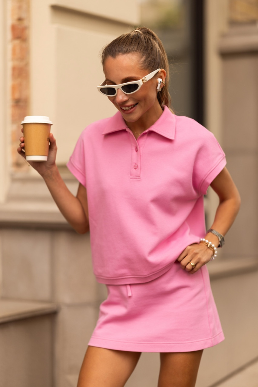 Розовое поло свободного кроя VLADOVA