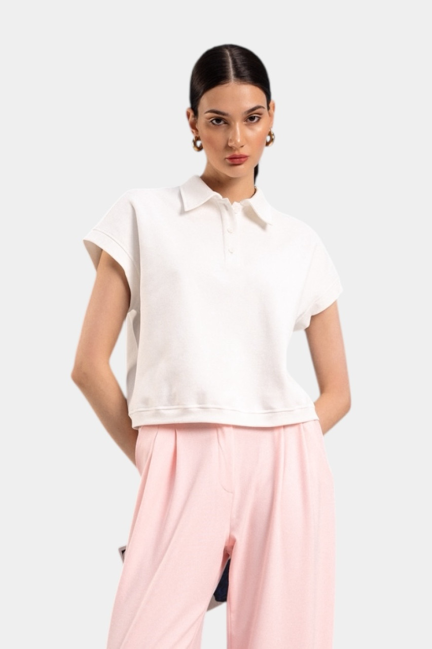 Молочное поло свободного кроя VLADOVA