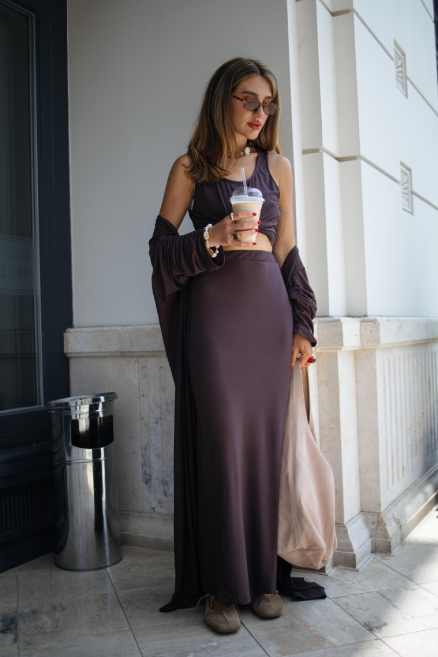 Шоколадна віскозна довга спідниця VLADOVA