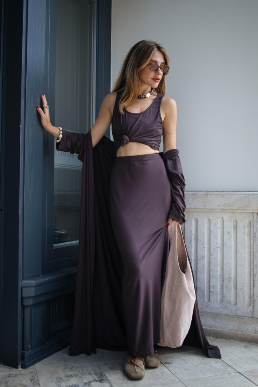 Шоколадна віскозна довга спідниця VLADOVA