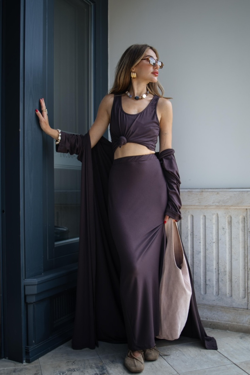 Шоколадна віскозна довга спідниця VLADOVA