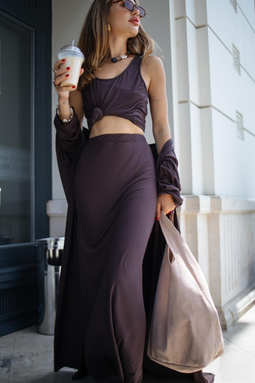 Шоколадна віскозна довга спідниця VLADOVA