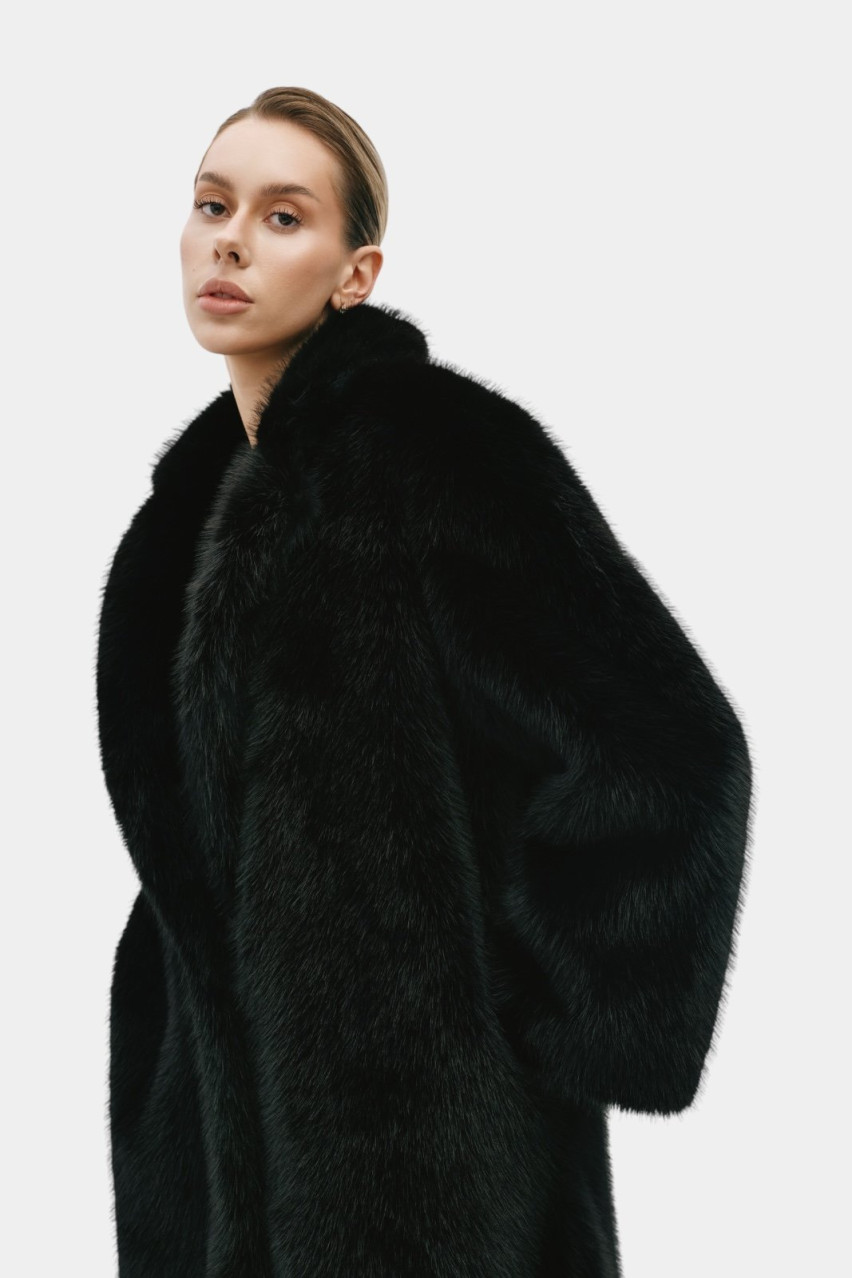 Чорна шуба Maxi Zgursky