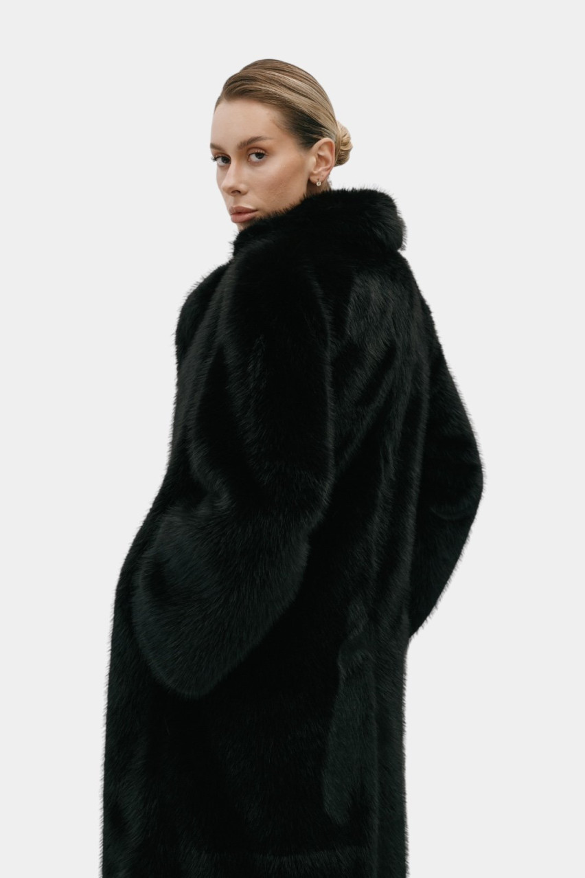 Чорна шуба Maxi Zgursky