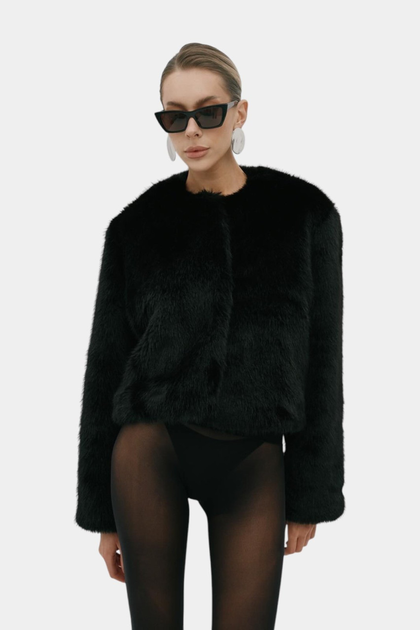 Чорна коротка шуба Classic Mini Zgursky