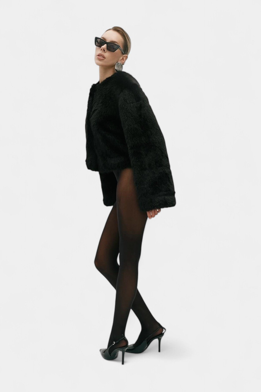 Чорна коротка шуба Classic Mini Zgursky