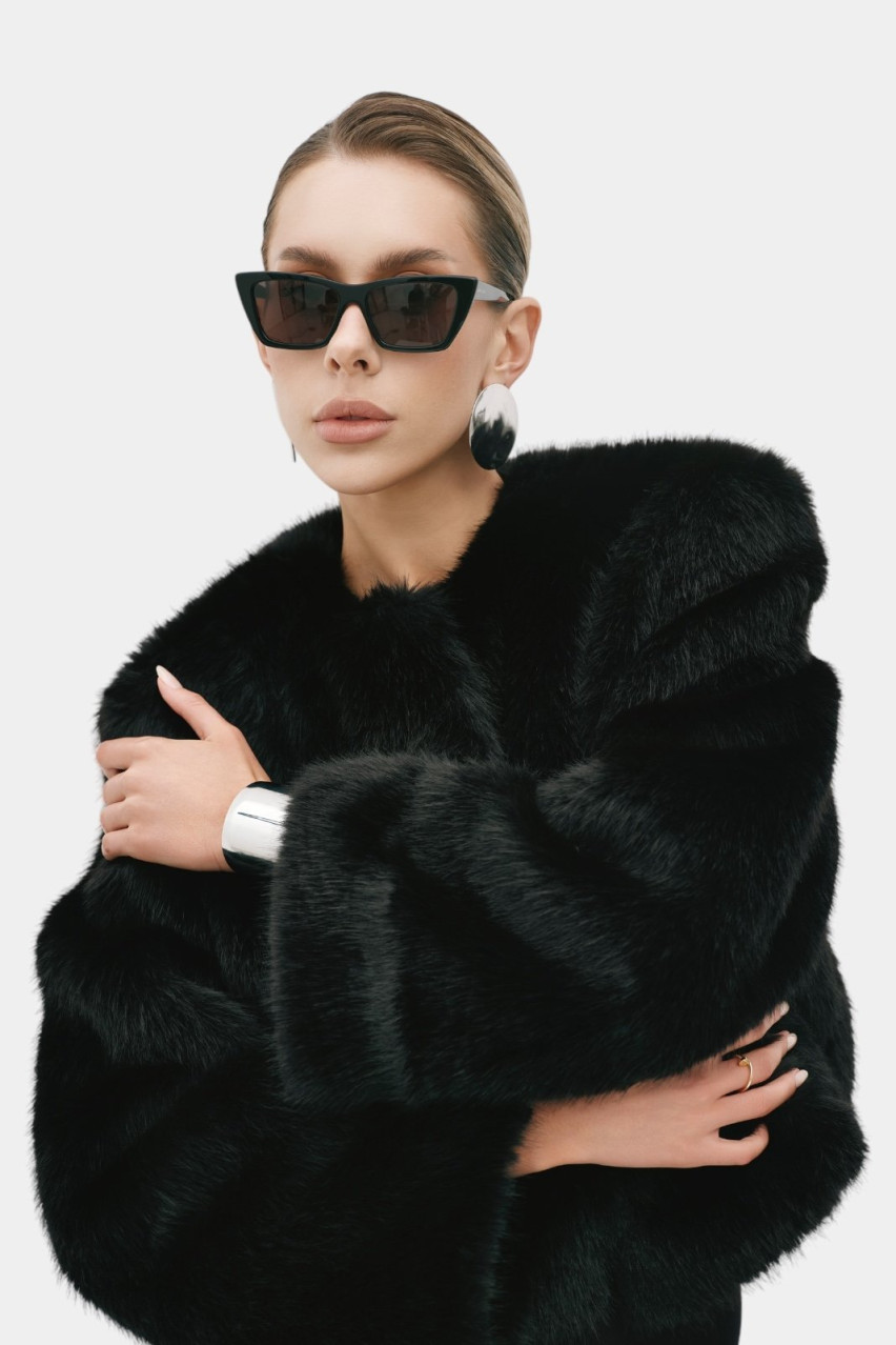 Чорна коротка шуба Classic Mini Zgursky