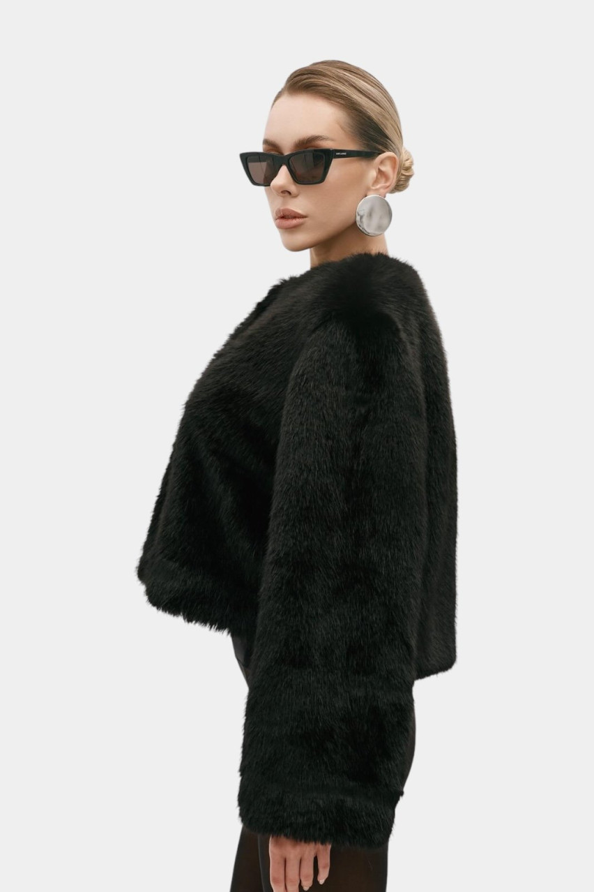 Чорна коротка шуба Classic Mini Zgursky