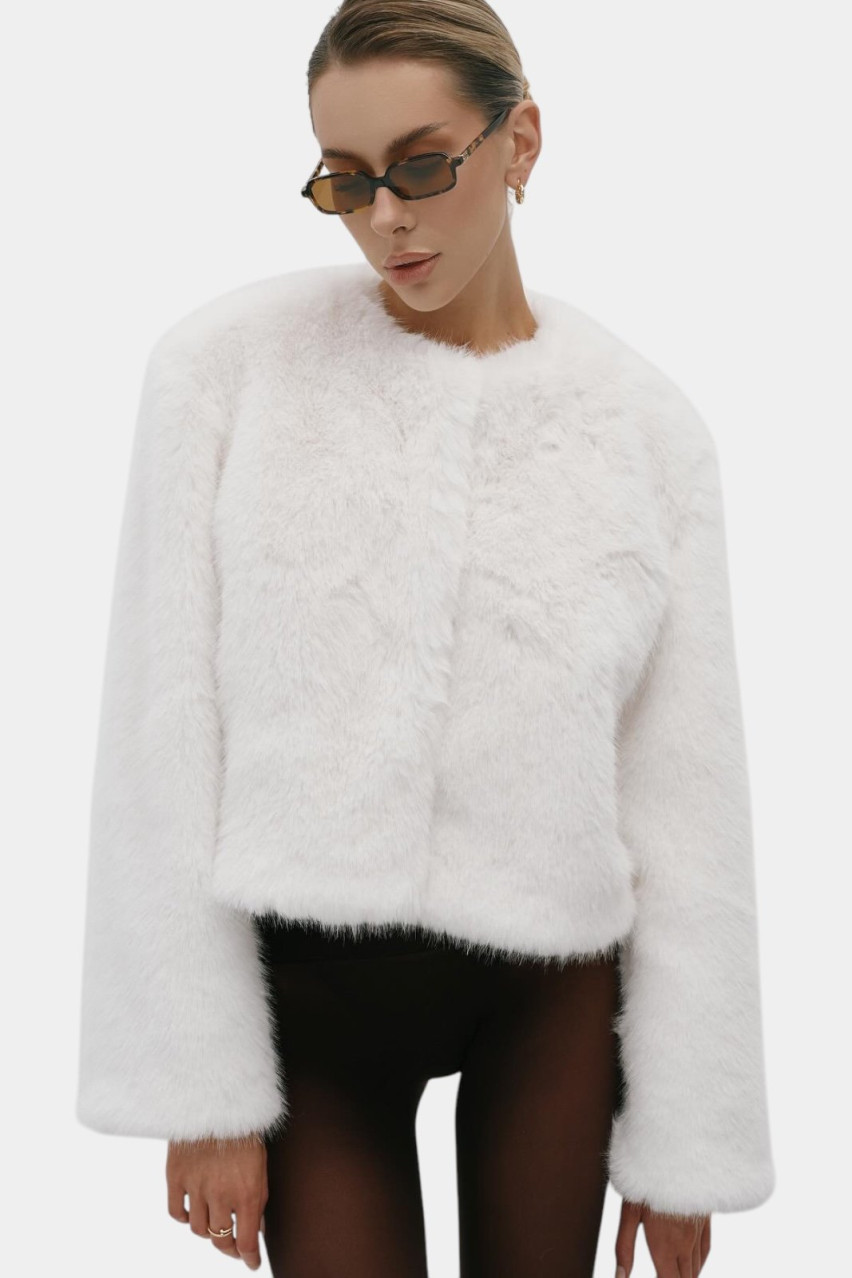 Біла коротка шуба Classic Mini Zgursky