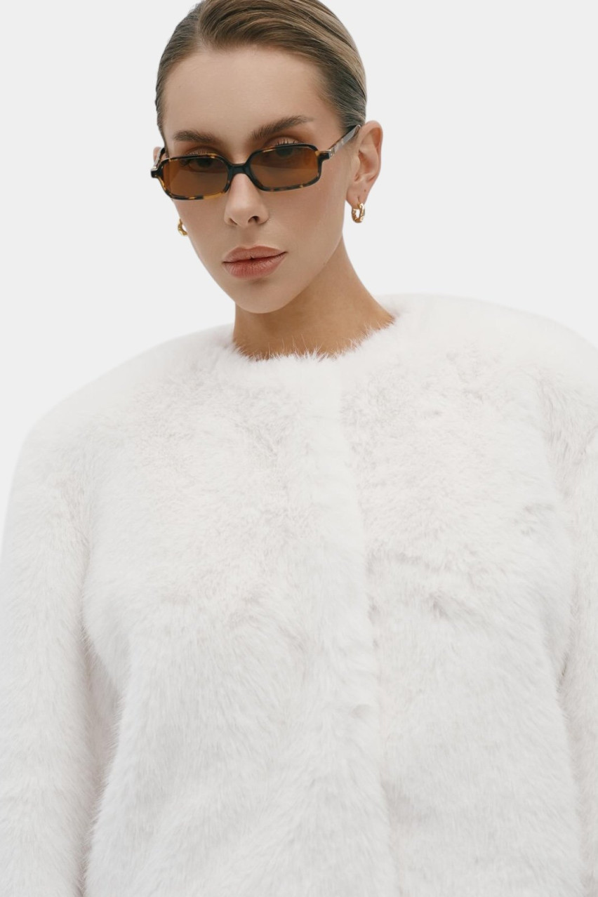 Біла коротка шуба Classic Mini Zgursky