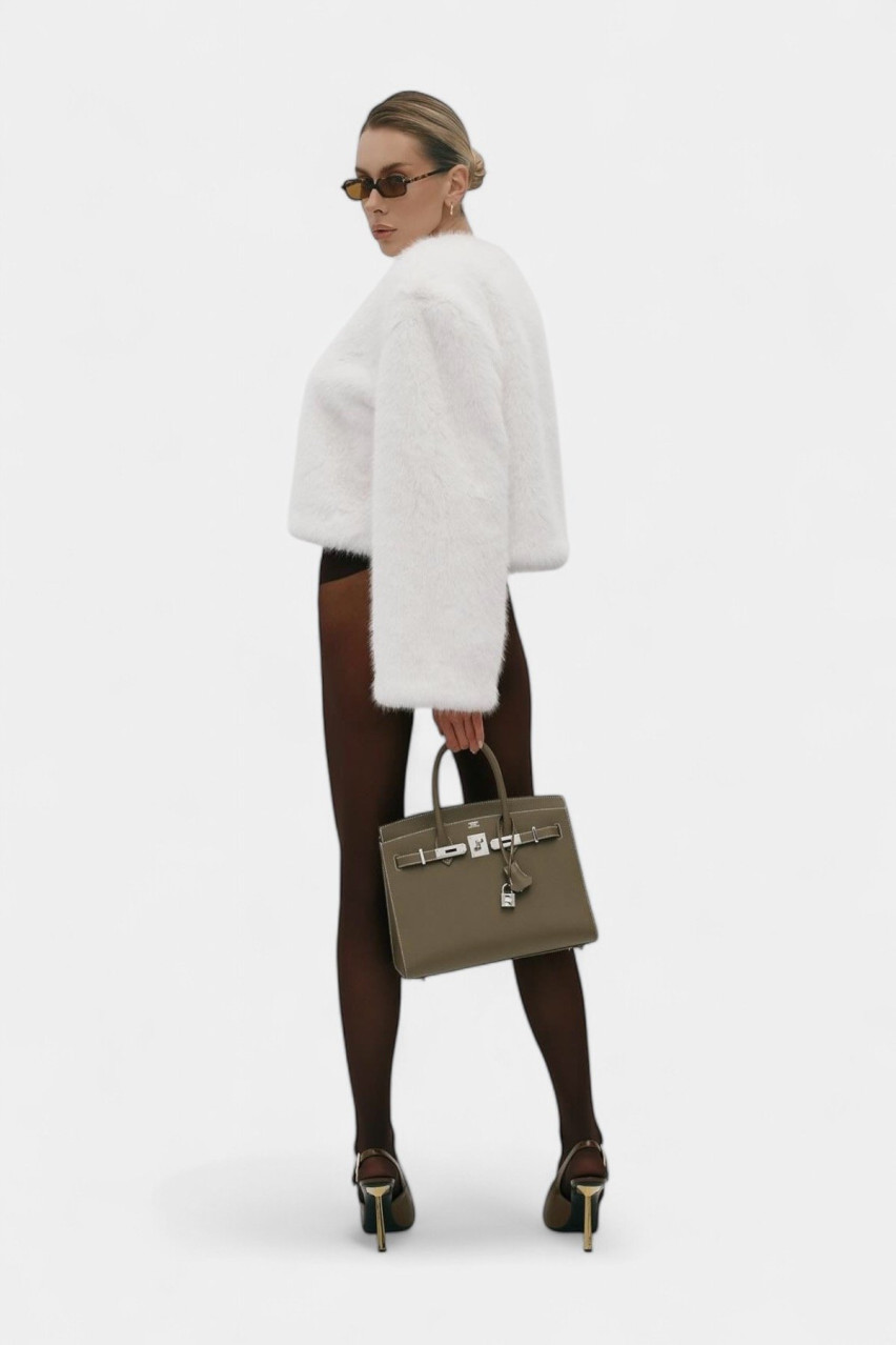 Біла коротка шуба Classic Mini Zgursky